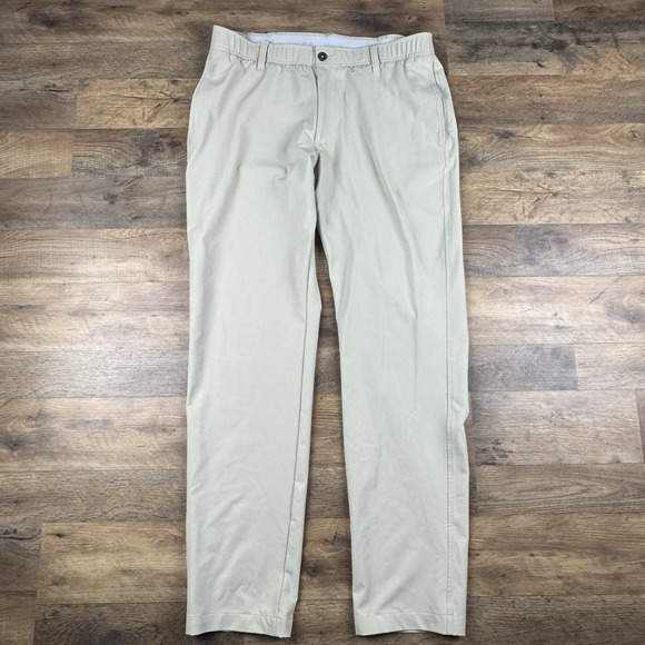 UNDER ARMOUR mens 36x32 PANTS Golf Chino Stretch‎ Grip Waist Khaki - Picture 2 of 9